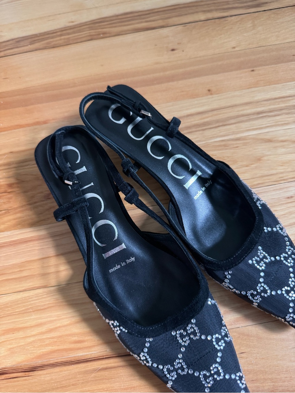 Gucci Tom GG Crystal kitten heel slingback shoes size 38 authentic - Picture 3 of 11